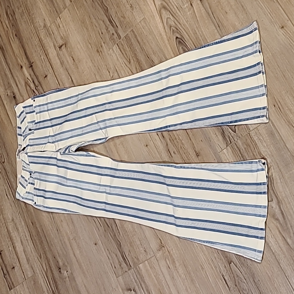 Wrangler Blue and White Striped Flare Jeans